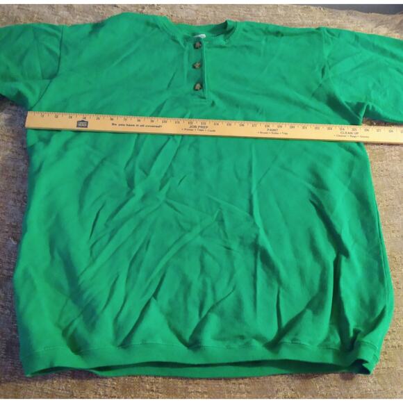 VTG SK Collectables 3 Button Sweatshirt Mens Large Oversized Green St Patrick's - Picture 5 of 10